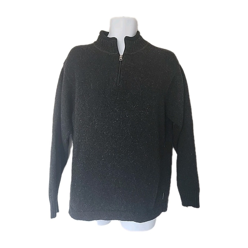 Woolrich Onyx‎ Heather 100% Wool 1/4 Zip Pullover Sweater/Sweatshirt Men's Large